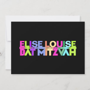 PixDezines Neon Lights Bat Mitzvah Invitation