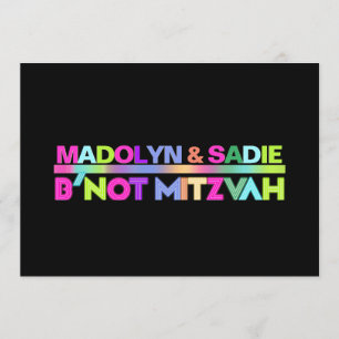 PixDezines Neon Lights B'not Mitzvah ✡ Invitation