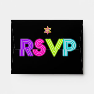 PixDezines Neon Lights, RSVP return add 4.375x5.75 Envelope