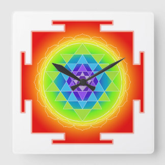 PixDezines Neon Style Sri Yantra Square Wall Clock