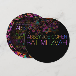 PixDezines neon/typography/psychedelic/bat mitzvah Invitation