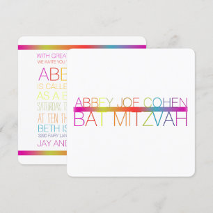 PixDezines neons/typography/bat mitzvah Invitation