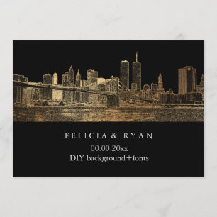 PixDezines NYC Skyline/Faux Gold/DIY Bckgrnd Invitation