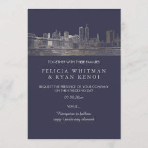 PixDezines NYC Skyline/Faux Silver/DIY Bckgrnd Invitation