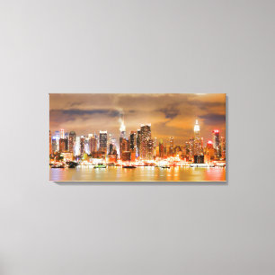PixDezines NYC Skyline/Manhattan/Night Lights Canvas Print