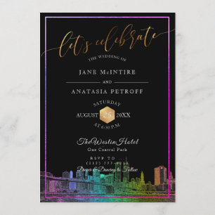 PixDezines NYC Skyline/Rainbow Colours Invitation