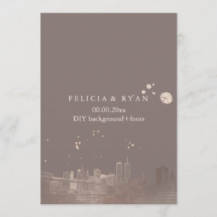 PixDezines NYC Skyline/Rose Gold/DIY Bckgrnd Invitation