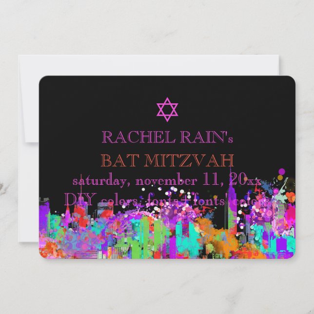 PixDezines NYC urban/bat mitzvah Invitation (Front)