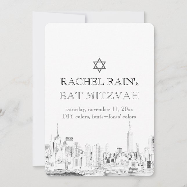 PixDezines NYC urban/bat mitzvah Invitation (Front)