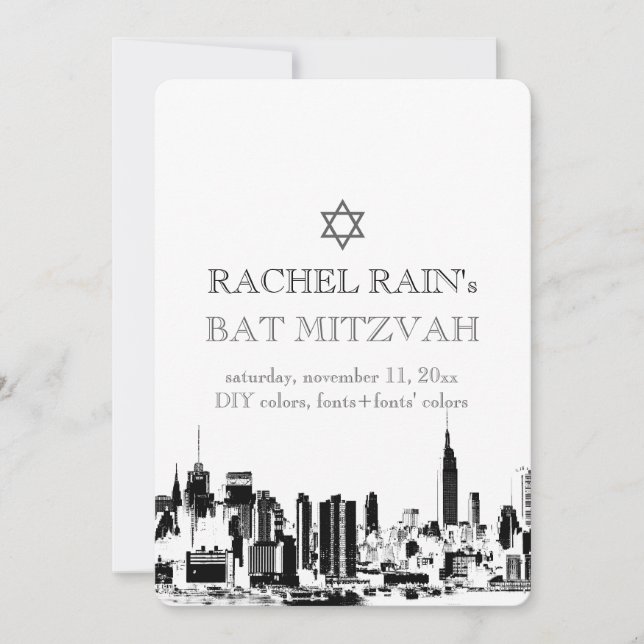 PixDezines NYC urban/bat mitzvah Invitation (Front)