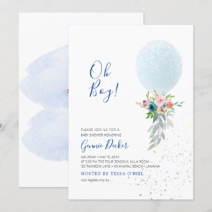 PixDezines Oh Boy Balloon Baby Shower Invitation