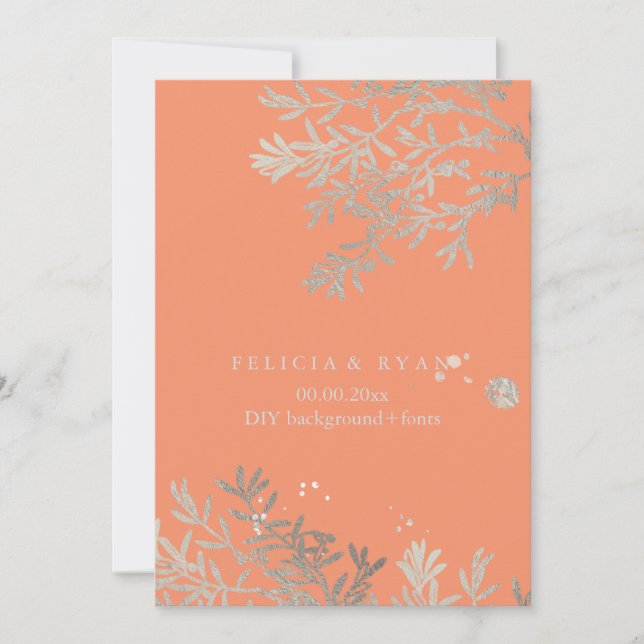 PixDezines Olive Branches/Faux Silver/DIY Bckgrnd Invitation (Front)