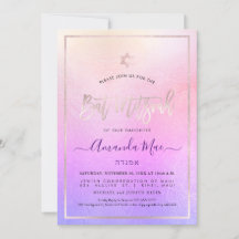 PixDezines Ombre Blush Pink+Violet Bat Mitzvah