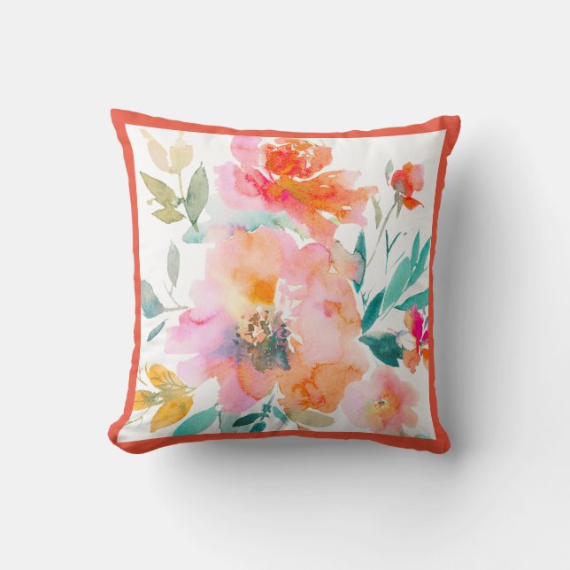 PixDezines Ombre Orange Garden Roses Frame DIY Cushion (Front)