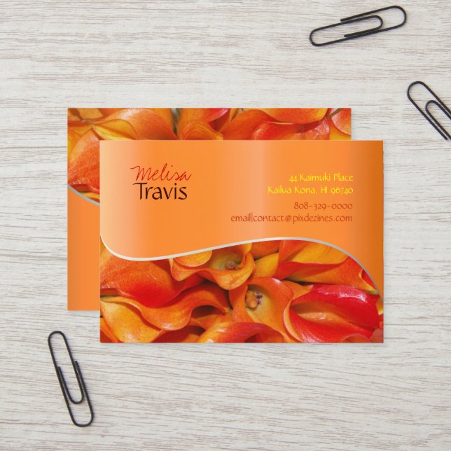 PixDezines orange calla lily Business Card (Front/Back In Situ)