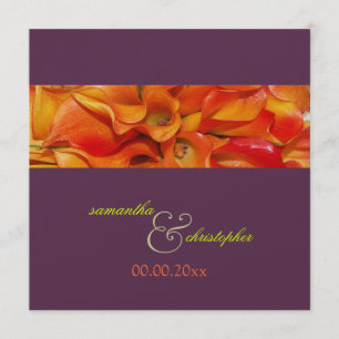 PixDezines ORANGE CALLA LILY/LUXE PEARL PAPER Invitation
