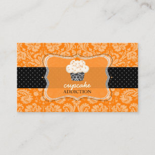 PixDezines orange chocolate cupcake/pâtisserie Business Card