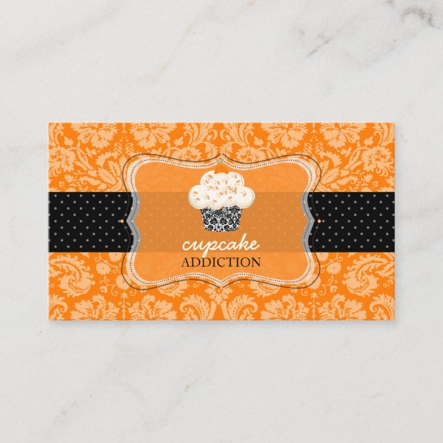 PixDezines orange chocolate cupcake/pâtisserie Business Card (Front)