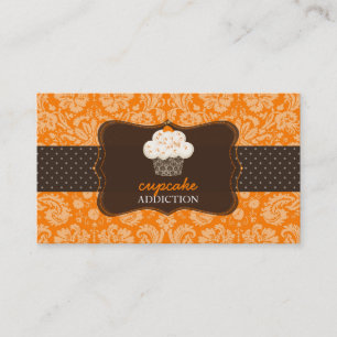 PixDezines orange chocolate cupcake/pâtisserie Business Card