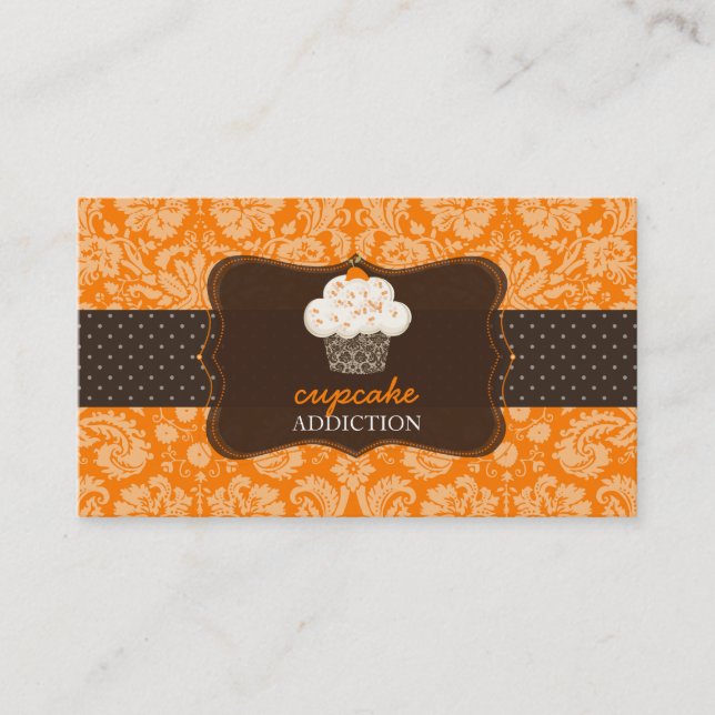 PixDezines orange chocolate cupcake/pâtisserie Business Card (Front)