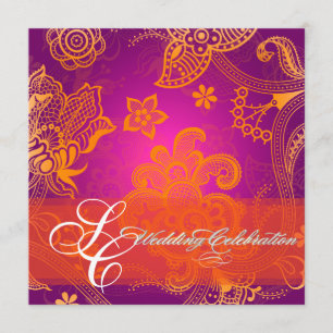 PixDezines orange floral lace/diy fonts+event Invitation