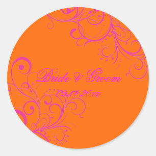 PixDezines Orange + Pink Swirls wedding stickers
