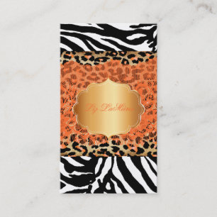 PixDezines orange vintage lace+cheetah+zebra Business Card