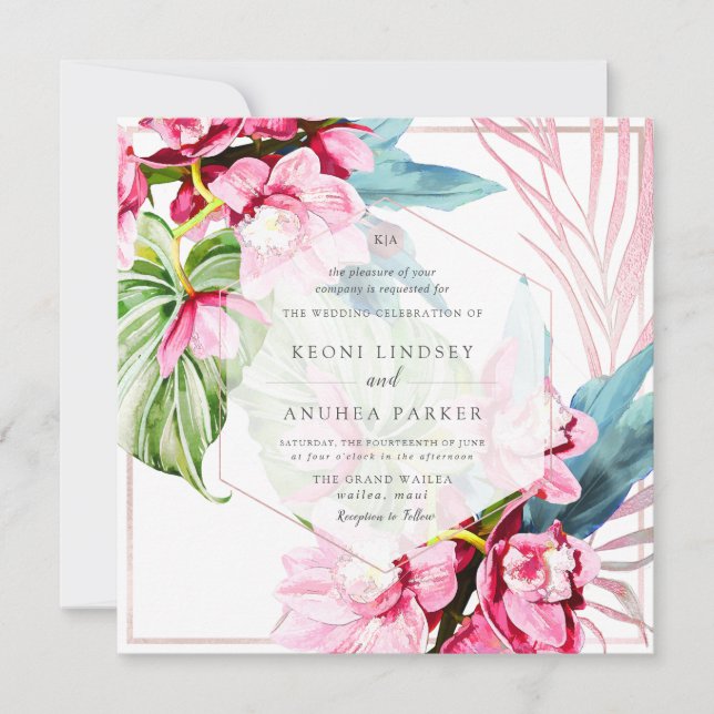 PixDezines Orchid Isle, Blissful Pink Orchid Invitation (Front)