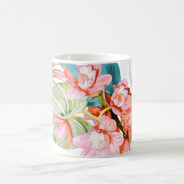 PixDezines Orchid Isle, Peach Cymbidium Orchid Coffee Mug (Center)