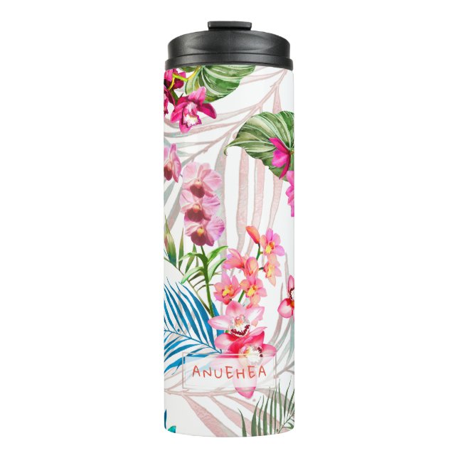 PixDezines Orchid Isle, Pink Cymbidium Thermal Tumbler (Front)