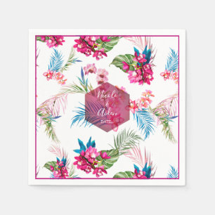 PixDezines Orchid Isle, Pink Orchid+Foliage Napkin
