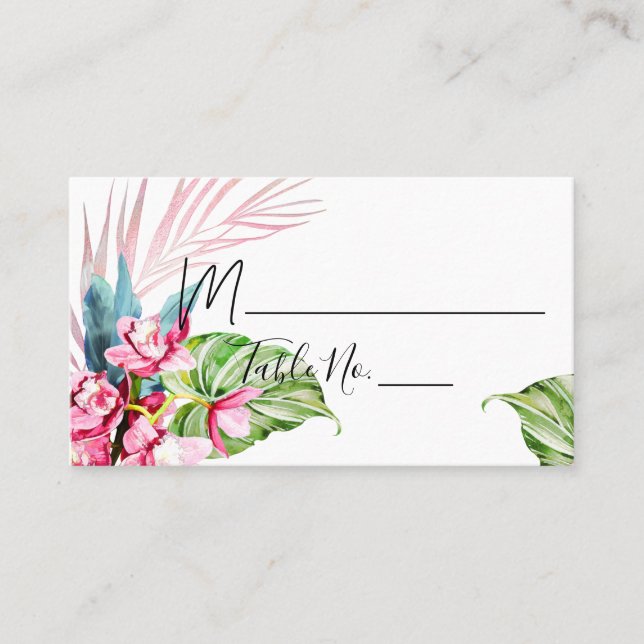 PixDezines Orchid Isle Watercolor Place Cards (Front)
