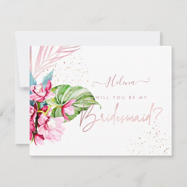 PixDezines Orchid Isle Will You .. Bridesmaid Invitation (Front)