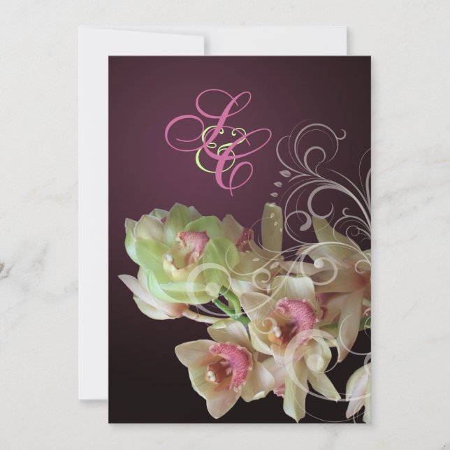 PixDezines Orchid + Ornamental Flourish Invitation (Front)
