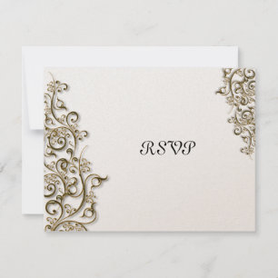 PixDezines Ornamental Rustic Gold Swirls RSVP Card