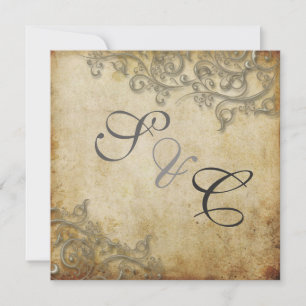 PixDezines Ornamental Rustic Silver Swirls Invitation