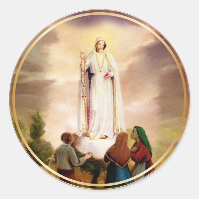 PixDezines Our Lady of Fatima Classic Round Sticker (Front)