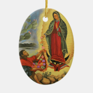 PixDezines Our Lady of Guadalup, Text Customisable Ceramic Tree Decoration