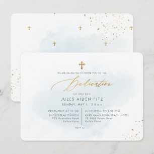 PixDezines Pale Blue Watercolor Dedication Invitation