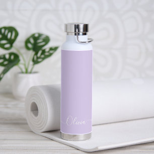 PixDezines Pale Lilac Purple DIY Colour Monogram Water Bottle