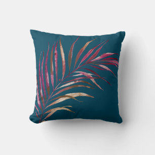 PixDezines palm fronds, burgundy+rose gold Cushion
