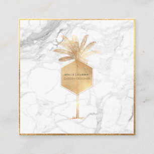 PixDezines PALM TREE, FAUX GOLD+MARBLE Square Business Card