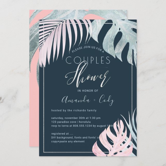 PixDezines Palms+Platinum Couples Shower Invitation (Front/Back)