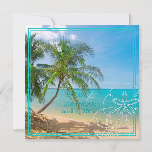 PixDezines Paradise/Tropical Island+sanddollar Invitation (Front)