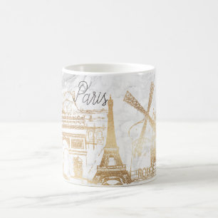 PixDezines PARIS in FAUX GOLD+MARBLE Coffee Mug