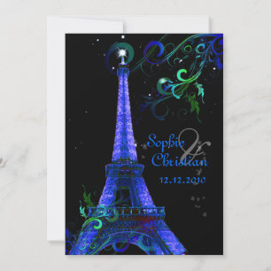 PixDezines Paris La Nuit, eiffel tower Invitation