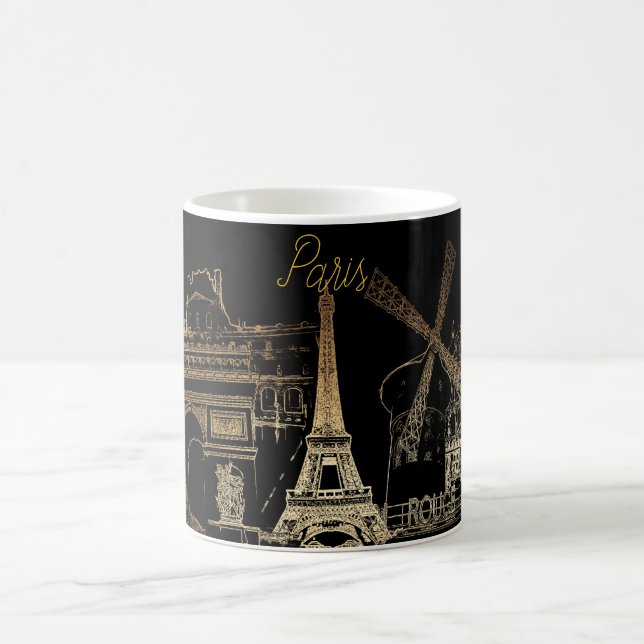 PixDezines Paris la nuit/Gold Tone Coffee Mug (Center)