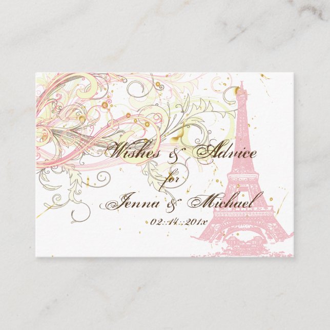 PixDezines PARIS PINK EIFFEL TOWER+WISHES+ADVICE Advice Card (Front)