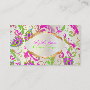 PixDezines pavo damask/abstract peacock Business Card