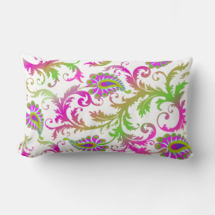 PixDezines pavo damask/diy background colour Lumbar Cushion